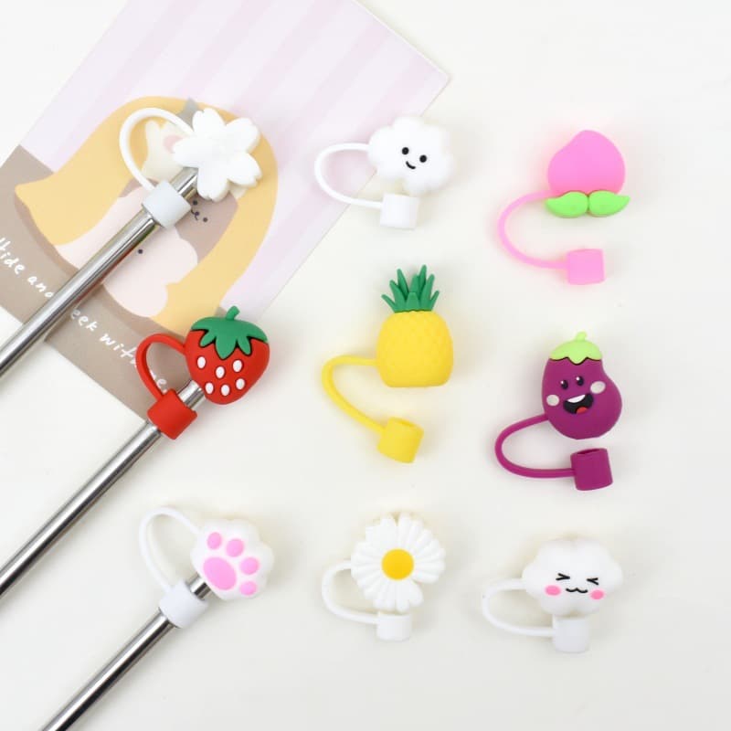 Trendy Straw Cover Dust-Proof Straw Sleeve Straw Cap Reusable Non-Disposable Cute Straw Topper