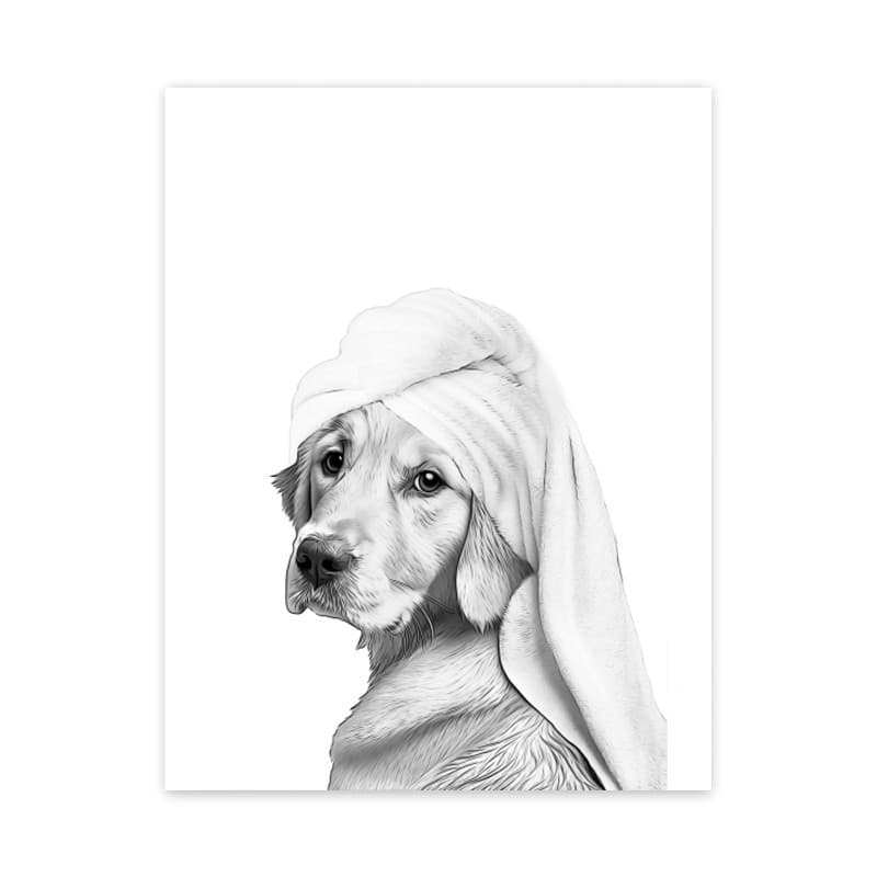 AliExpress Hot Selling Drop Shipping Black and White Bathroom Animal Cat Dog Toilet Canvas Painting Decorative Art Poster
