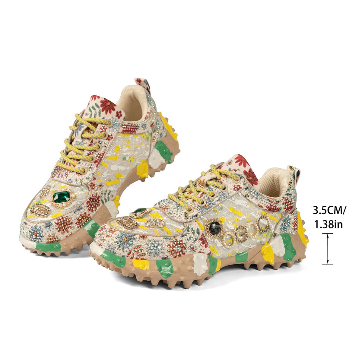 European style low-top rhinestone durian shoes for women, new flat single shoes with rhinestones, dad sneakers for women, sports casual versatile