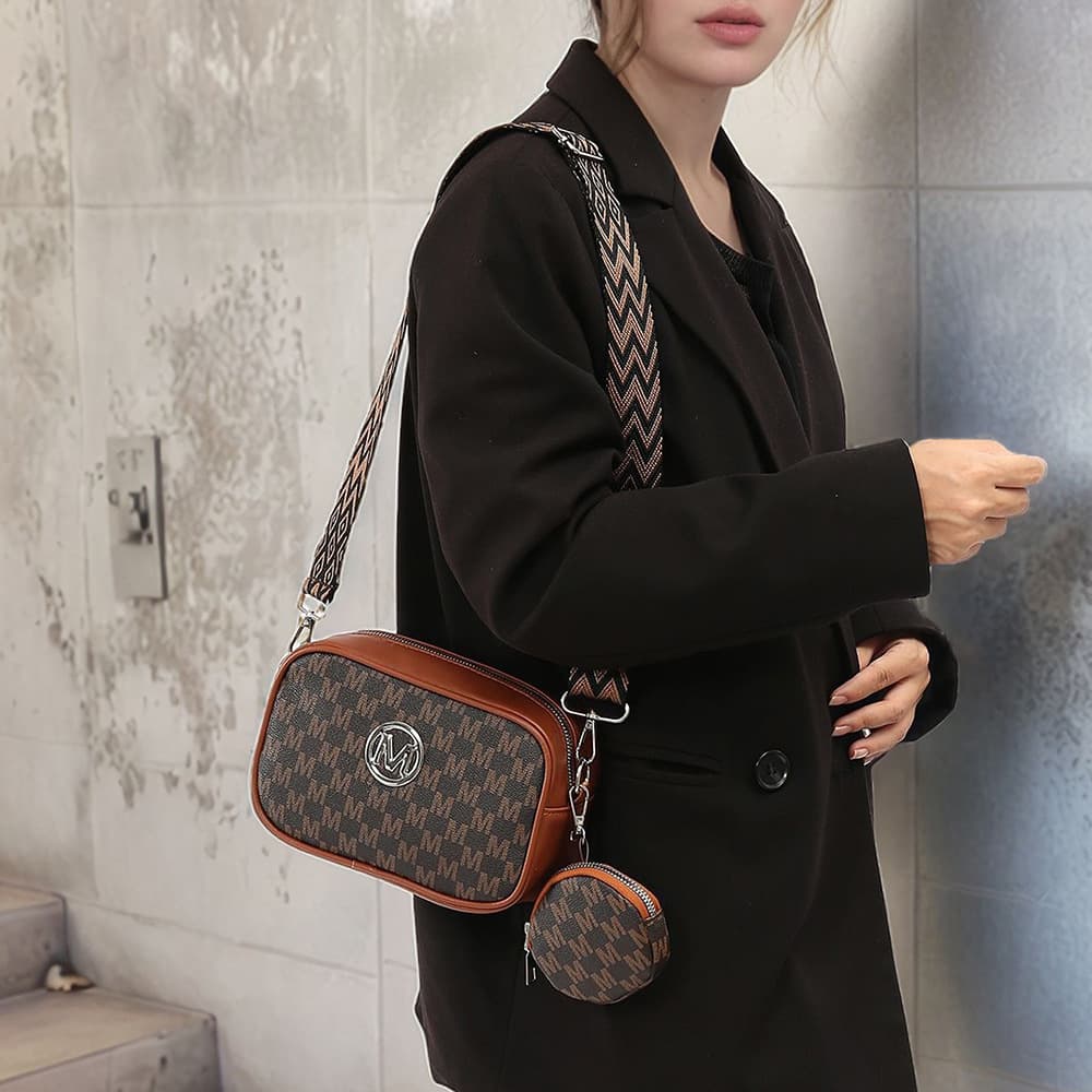 Premium Women's Bag Set 2025 New Two-Piece Women's Bag Trendy Printed Camera Bag Floral Fabric Retro Crossbody Bag