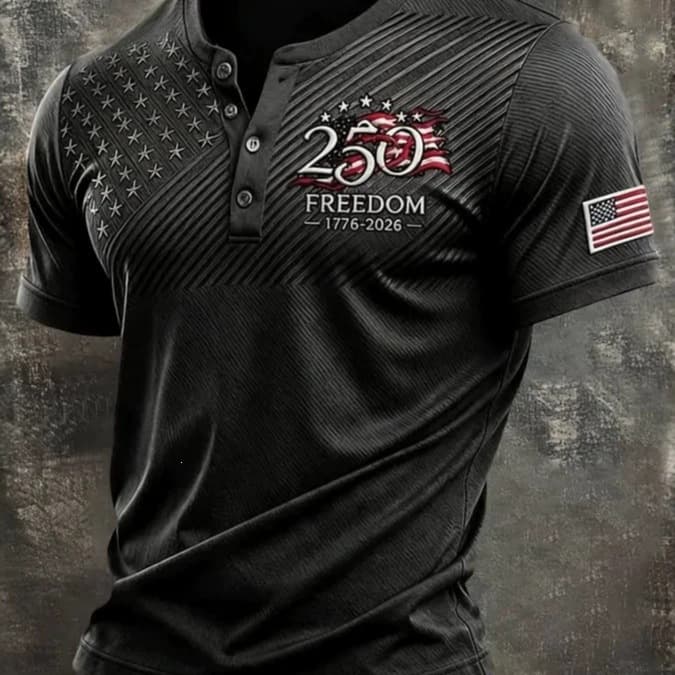 New Cross-Border Europe and USA Golf Henry Short Sleeve Letter Print Polo Shirt 3D Graphic Three-Button Half-Zip Men's