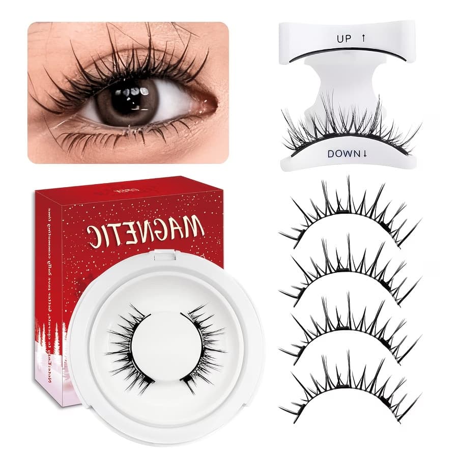 Magnetic Eyelash Set No-Glue Natural Style Magnetic False Lashes 2 Pairs Magnetic Lashes