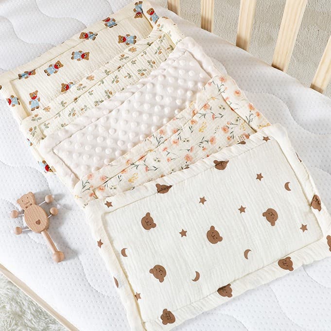Infant Thick Pure Cotton Flat Pillows, Newborn Baby Soft Breathable Shaping, Special for 0-6 Months Children