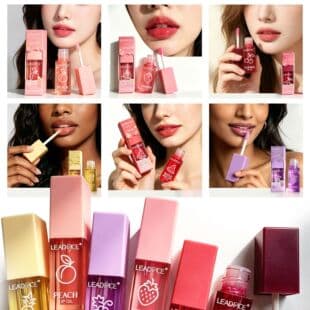 Box of 24 Display Case Lip Oil, Fruit Flavored 6-Color Lip Gloss, Long-Lasting Moisturizing Lip Gloss Lip Lacquer