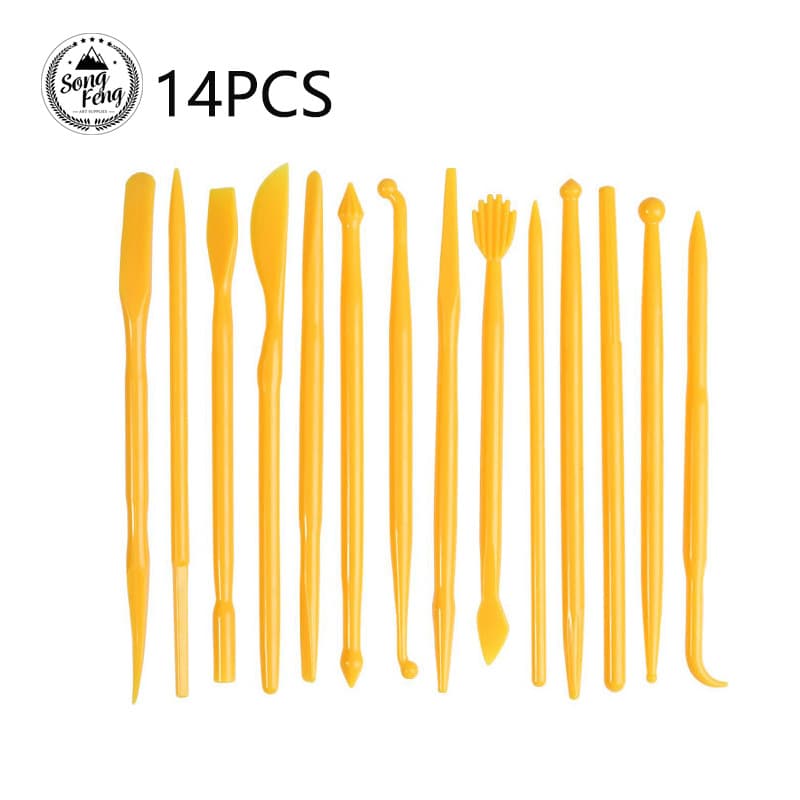 Cross-border clay tools 14-piece set plastic clay sculpture knife children's creative soft clay clay sculpture double-headed pottery tool