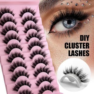 10-Pair Fox-Eye Lashes for Export, Natural Look Thick Curly Long Full Strip Lashes