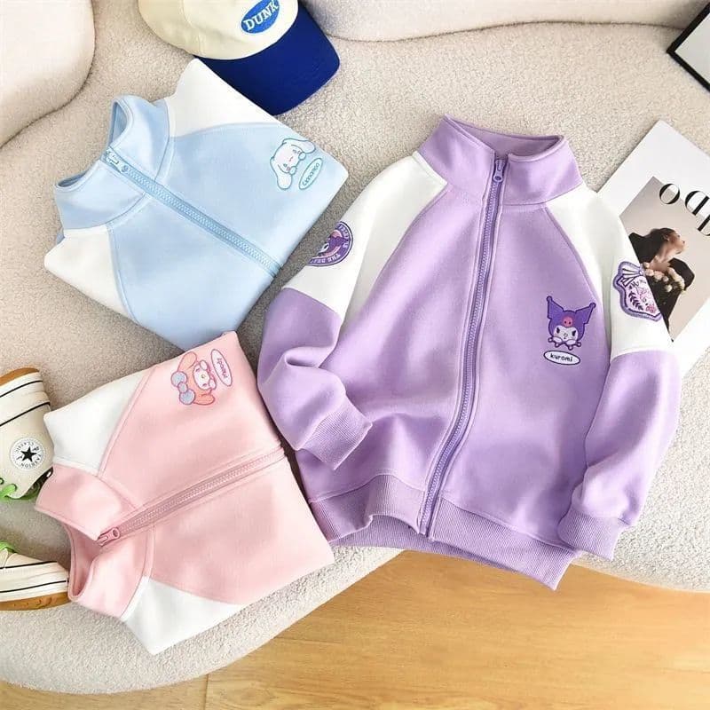 Girls Cartoon Casual Jacket 2025 New Style Medium and Large Children's Zipper Sweatshirt Spring & Fall Preppy Style Cardigan Top