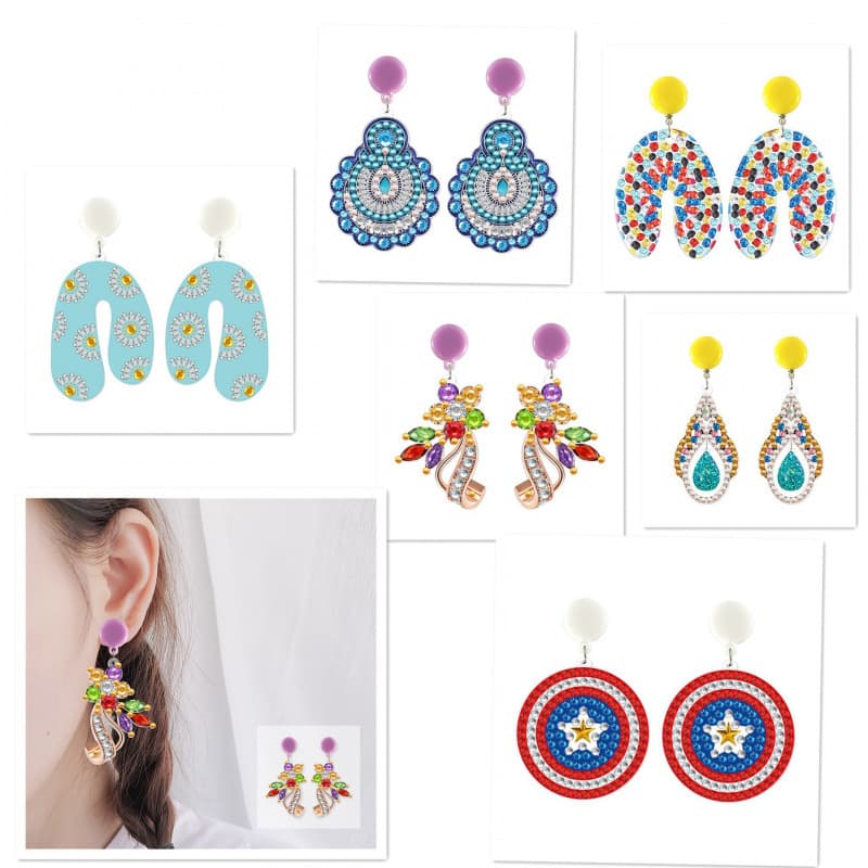 5D Diamond Painting New DIY Earrings, Full Diamond Earrings Craft, Diamond Painting Earrings Wholesale Available