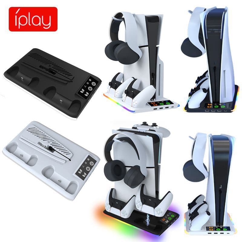 PS5 pro/PS5 slim/PS5 host universal cooling fan base PS5 handle holder charging headphone hanger