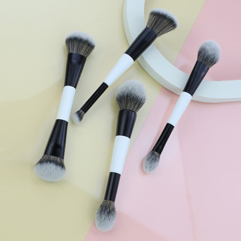 Cross-border hot selling 4 double-ended foundation brushes, powder brushes, blush brushes, highlight brushes, beauty tools, contouring brushes, makeup brushes