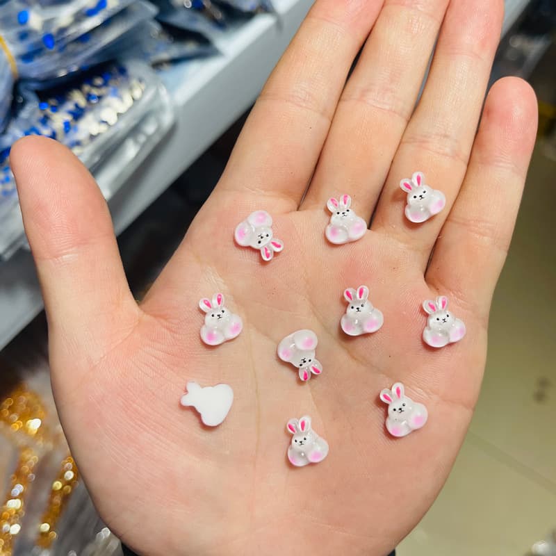 TikTok Chubby Cheeks Chick Brown Bear Frog Rabbit Pig Panda Nail Art Cartoon Charms Accessories Cute Plump