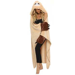 Winter Blanket Casual Hooded Flannel Throw Camel TV Blanket Sloth Cape Cartoon