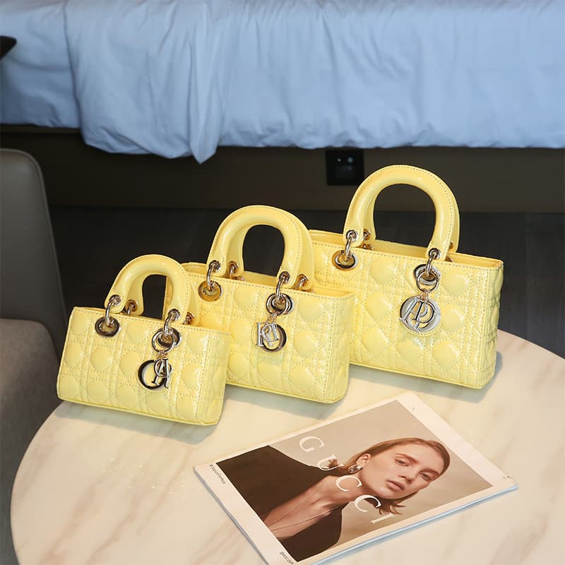2026 New Patent Leather Diamond Grid Lady Dior Style Handbag Shoulder Crossbody Bag for Women Drop Shipping Premium Look