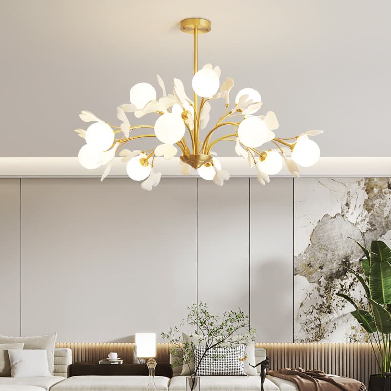 French light luxury cream style living room chandelier, medieval master bedroom lamp, retro Bauhaus ceramic lamp, all-copper main lamp