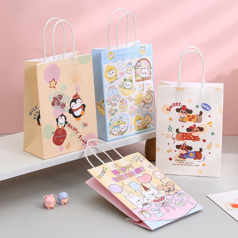 Kraft Paper Bag Children's Day Cartoon Gift Portable Paper Bag Kindergarten Birthday Gift Packaging Paper Bag Printable LOGO