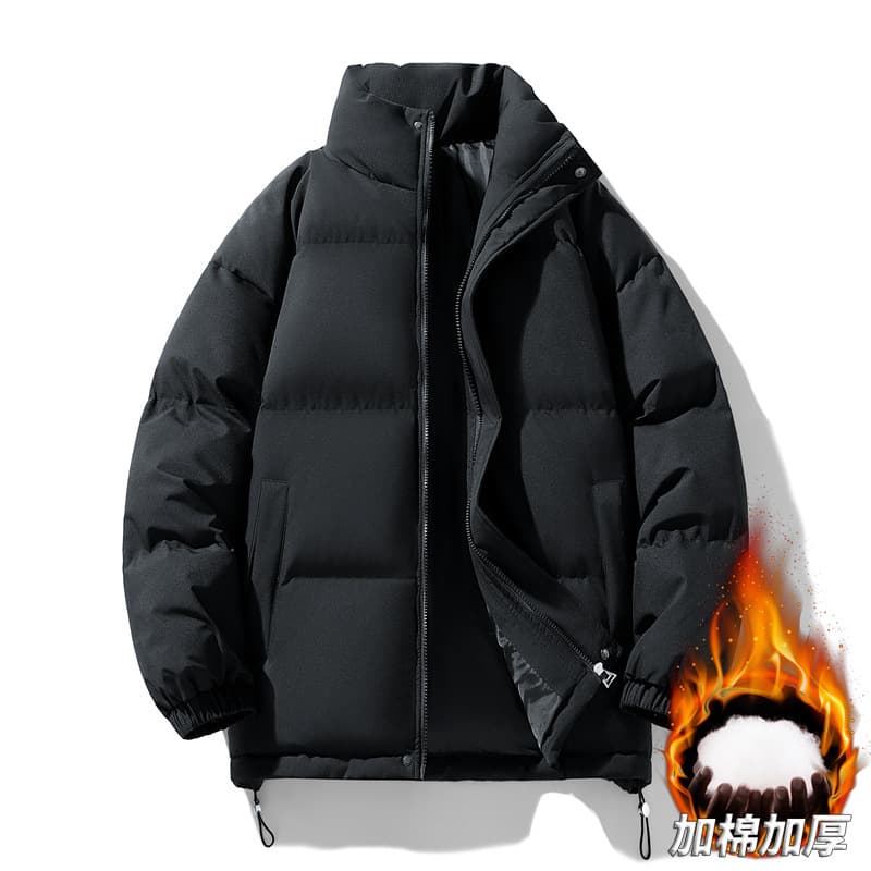 2025 Winter New Style Stand Collar Cotton-padded Jacket Couple Outerwear Thickened Cotton-padded Coat Men's Outdoor Trendy Loose Warm Puffer Jacket
