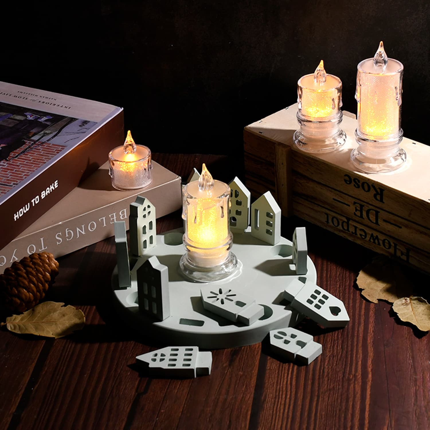New DIY Epoxy Mold Hollow European Style House Candle Holder Silicone Mold House Plaster Candle Decoration