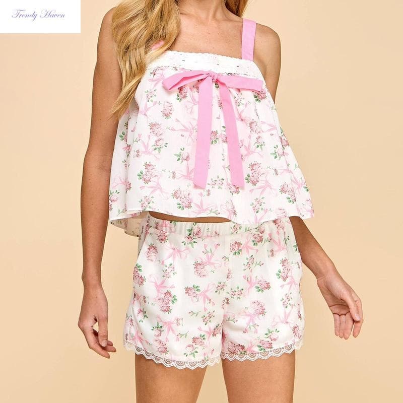 G 53441 Floral Lace Pajama Set