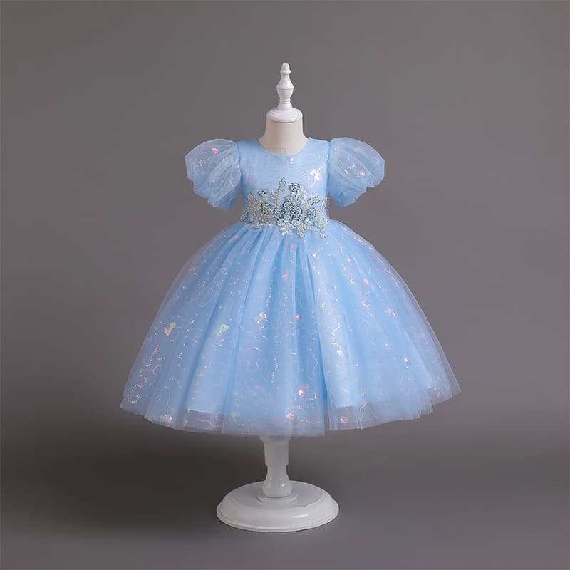 Flower Girl Dress Tulle 2023 Summer Pink Birthday Princess Dress for Kids Little Host Piano Performance Costume
