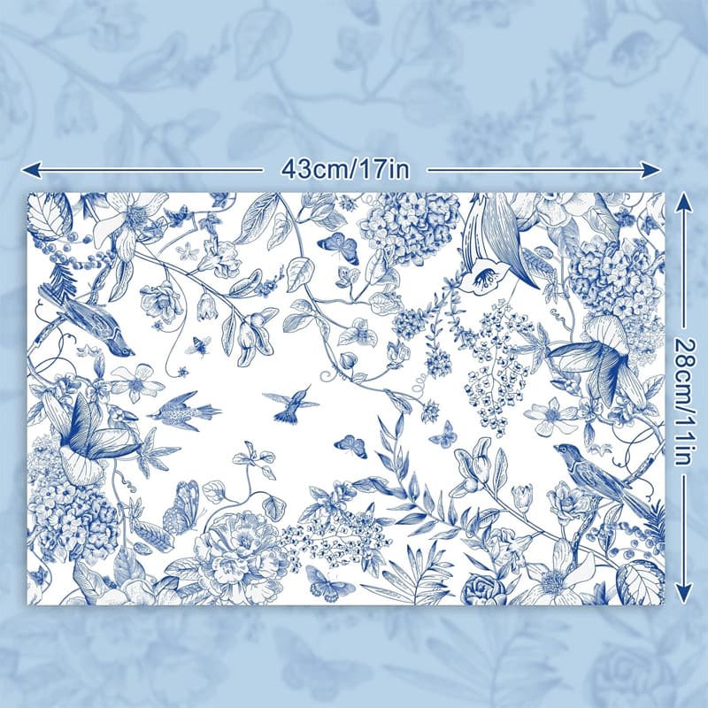 Floral Bird Paper Placemat Hydrangea Branch Disposable Placemat Oil-Proof Food Paper BBQ Oil Absorbing Mat Plate Liner Paper
