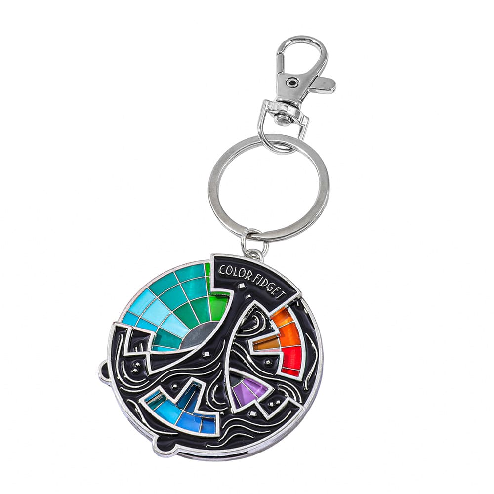 New Cross-Border Product Color Fidget Enamel Pin Hue Color Wheel Spinner Keychain Pendant