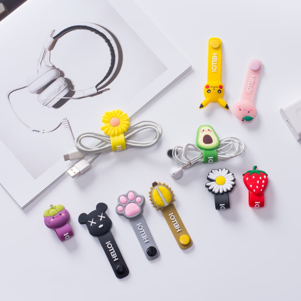 Creative cartoon fruit cute cable winder headphone data cable charging cable cable organizer hub for girls and students