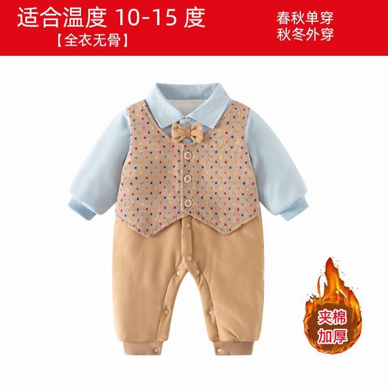 Newborn Baby Cotton One-Piece Coat Winter Thickened Warm Cotton-Padded Jacket Cotton-Padded Jacket Hakayama Baby One-Year-Old Winter Faux Three-Piece