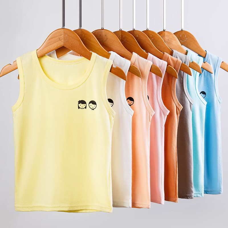New Children's Cotton Tank Top, Casual Undershirt, Breathable Solid Color, Multiple Colors for Kids, Summer Vest