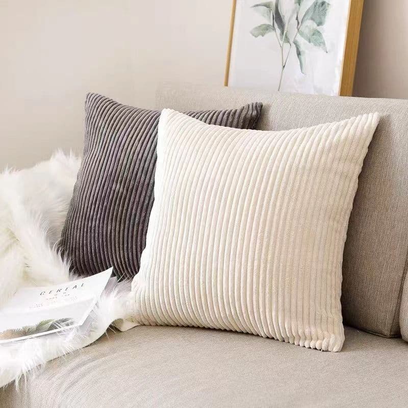 Modern Solid Color Striped Square Pillow Covers with Inserts for Nordic-style Living Room Sofas