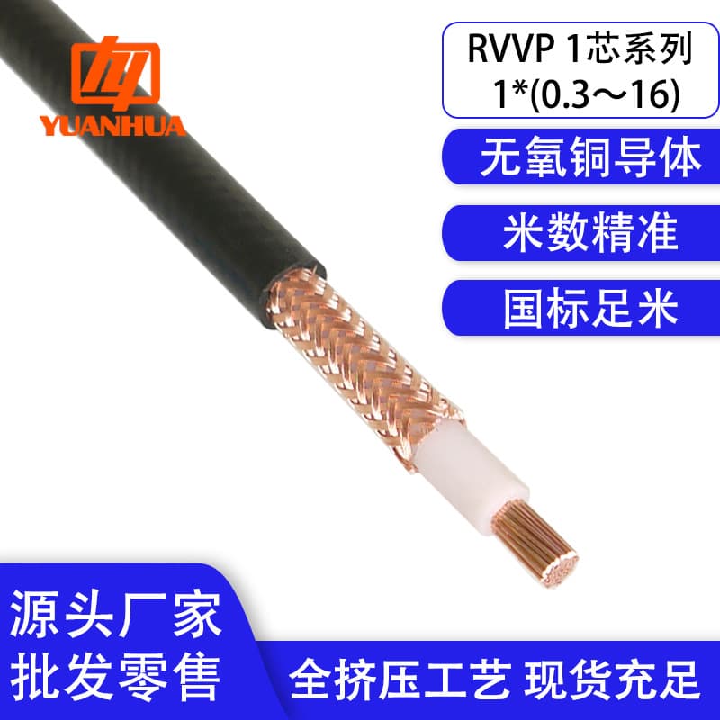 National Standard Pure Copper Single-Core Shielded Wire RVVP 1*0.3/0.5/0.75/1/1.5/2.5/4/6/10/16 mm²