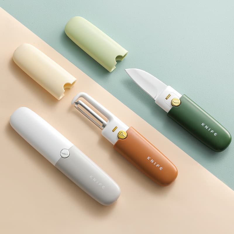 Fruit Peeler Knife Dual-Head Folding Portable Apple Peeling Tool for Home Kitchen
