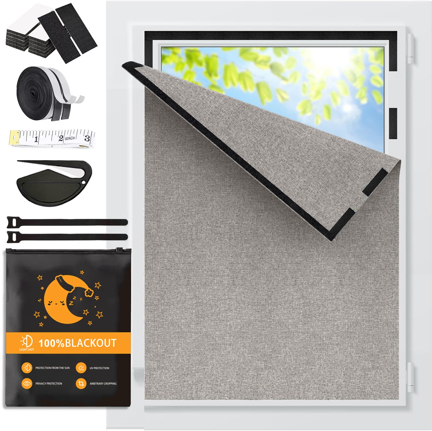New 100% Blackout Curtains Portable Velcro Curtains, Travel