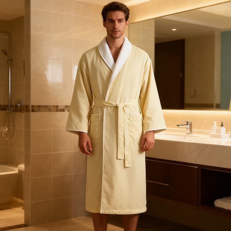 Five-star hotel bathrobes for men and women, absorbent fast-drying autumn and winter sleep robes, for B&Bs and beauty salons, cross-border supply with embroidery.