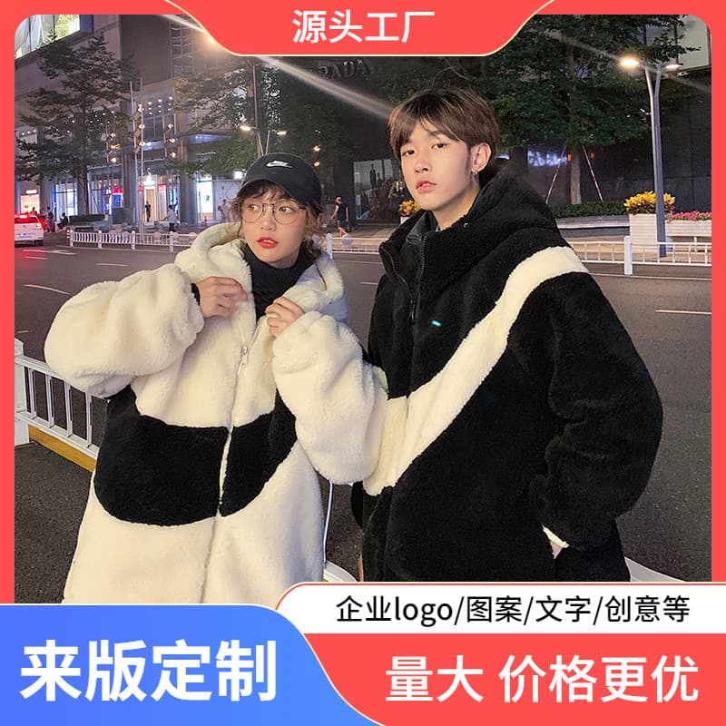 Winter couple's velvet thickened cotton coat men's lamb wool cotton-padded jacket Korean style trend coat men's Hong Kong fashion brand cotton coat
