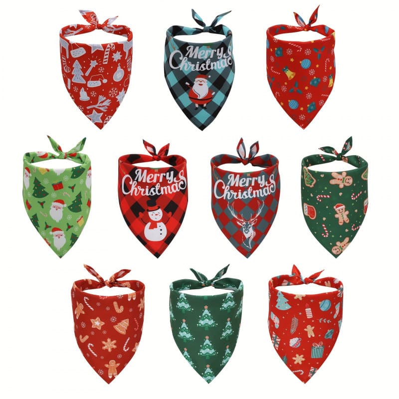 2026 New Cross-border Drop Shipping Christmas Dog Bandana Christmas Theme Triangle Bib