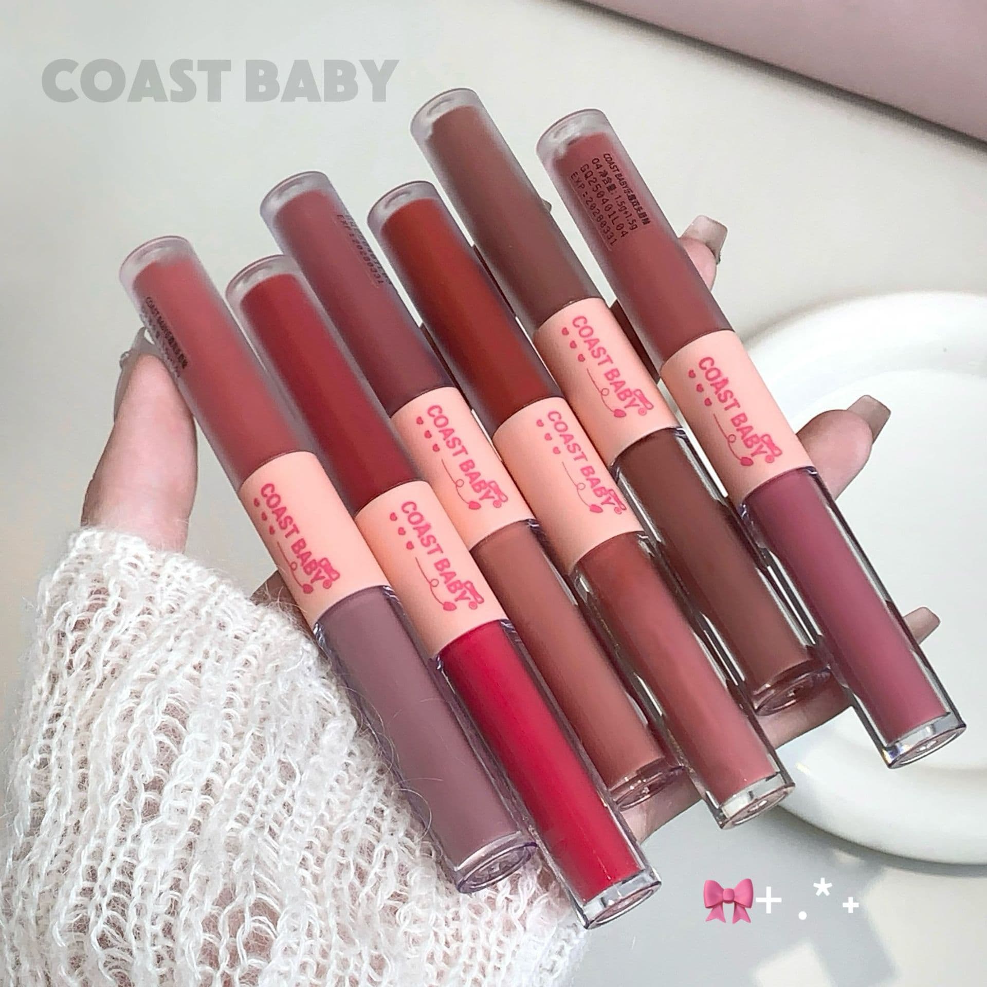 COAST BABY Fun Dual-End Lip Gloss Highlighter Matte 2-in-1 Long-Lasting Non-Stick Cup Non-Fading Lipstick Lip Mud
