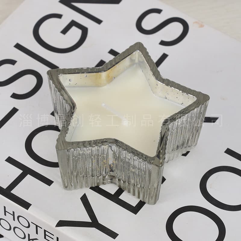 Creative five-pointed star glass candle cup multi-color electroplated candle holder candle holder desktop home aromatherapy butter lamp Christmas