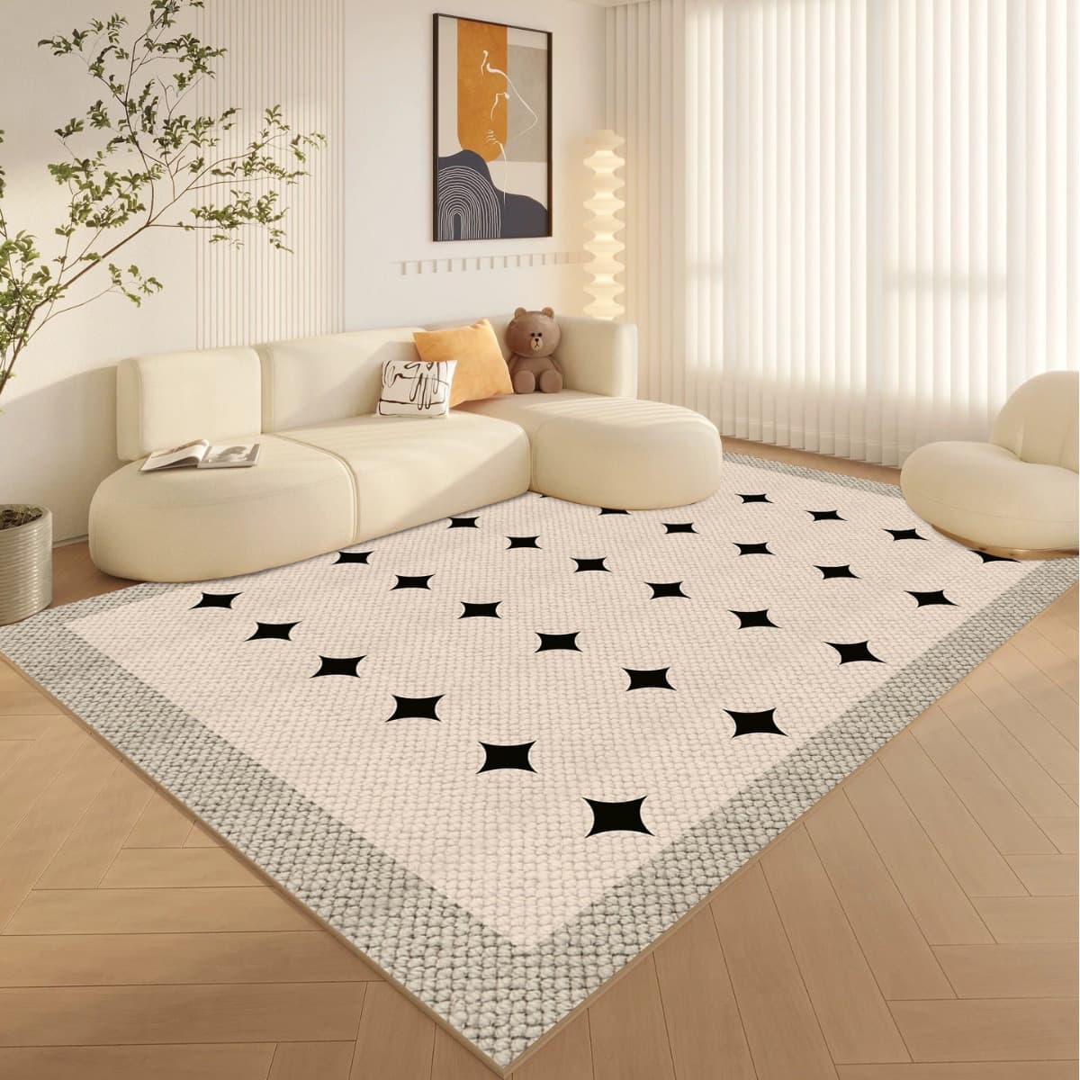 Loop pile living room carpet, home sofa coffee table mat, stain-resistant floor mat, large area bedroom carpet, bedside blanket, high-end feel