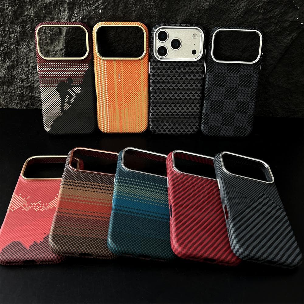 Cross-border iPhone17PROMAX Kevlar magnetic phone case suitable for Apple 16 creative PC hard protective case 15