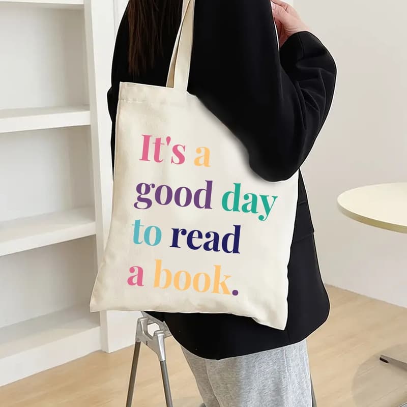 Large capacity canvas teacher gift bag durable fashion simple style handbag party travel shopping bag