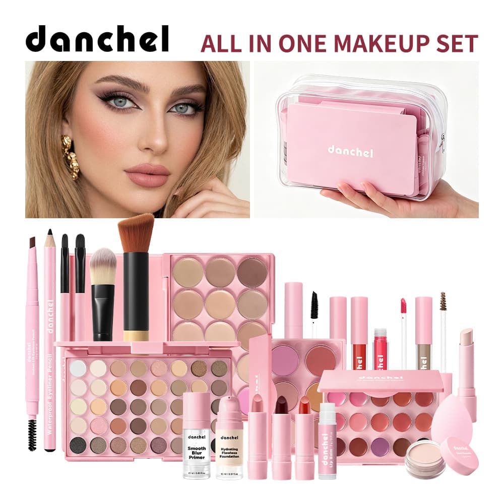 Cross-border danchel Beginner Face Makeup Set One-Stop Full-Face Cosmetics Storage Bag Beginner-Friendly