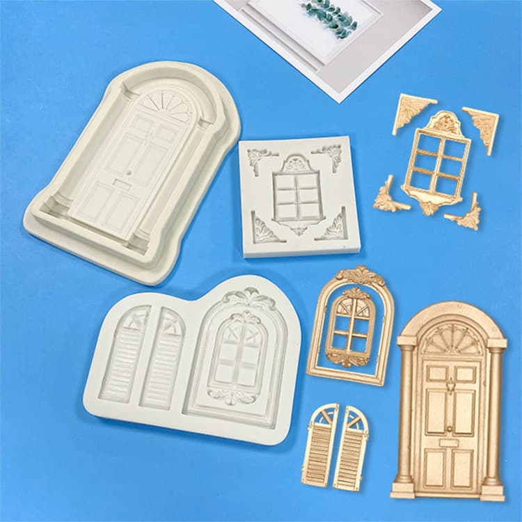 European Vintage Relief Window Pattern Fondant Cake Decoration Chocolate Baking Tool Door Window Silicone Mold
