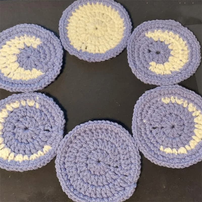 New Cross-border Independent Site European and American Cartoon Handmade Crochet Fashion Witchy Astrology Decorative Coaster