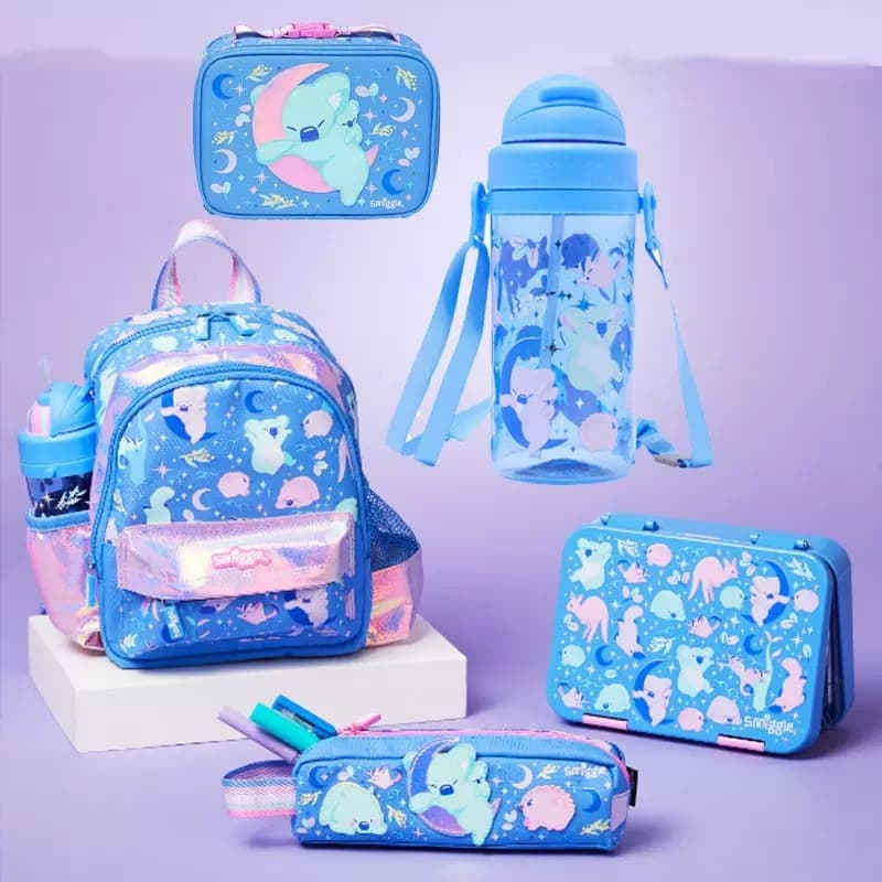 Australian Smiggle Backpack for Toddlers, Preschool Student Water Bottle, Primary School Children Insulated Lunch Bag
