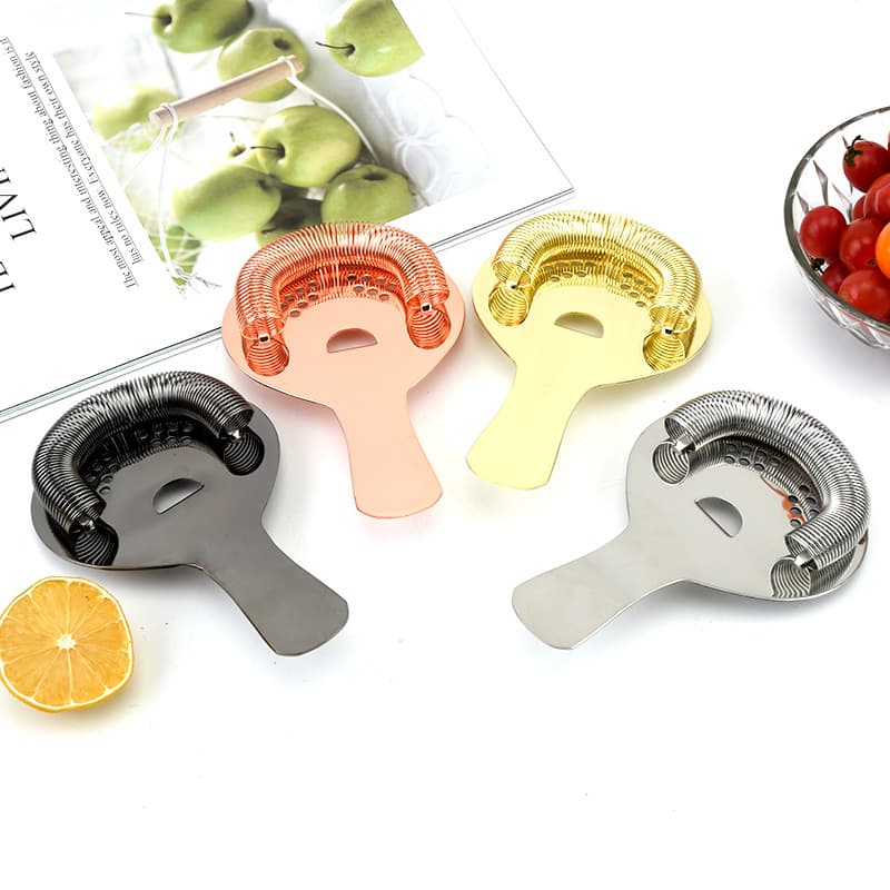 Factory Direct Stainless Steel Half-Moon Ice Strainer, Cocktail Shaker Ice Filter, Home Ice Separator