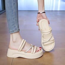 New Summer Two-Way Sandal Slippers for Women, Korean Fairy Style, Platform Thick Sole, One-Strap Slide, Versatile Beach Sandals