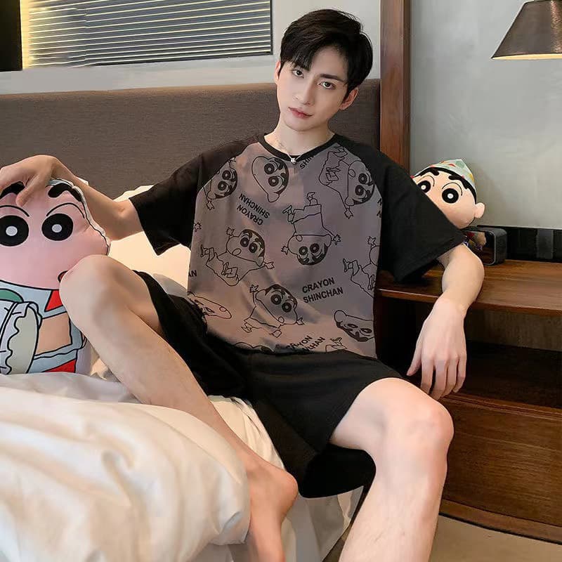 2026 Summer Men's Youth Sports Short Sleeve Loose Casual Home Plus Size Set Suitable for Men to Wear Outerwear