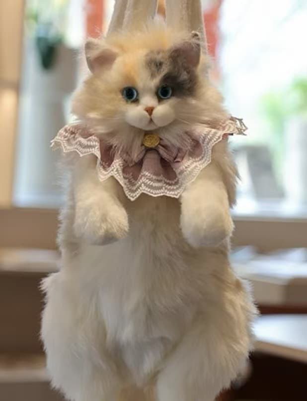 Cute Realistic Plush Cat Backpack Stuffed Animal Kitty Doll Soft Comfort Doll Birthday Gift for Girls