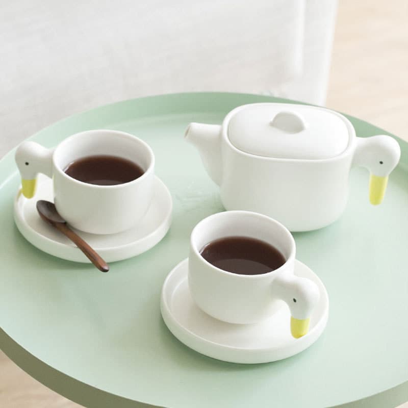 Japanese Duck Breakfast Cup Set - Cute Creative Bowl, Teapot, and Ins-style Milk/Coffee Cups