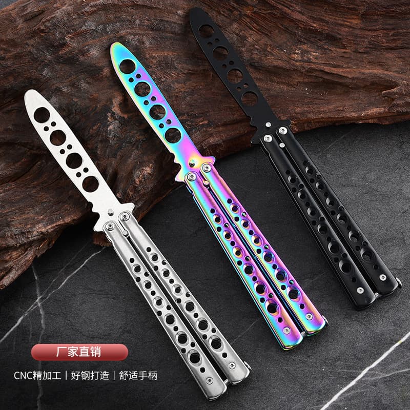 Factory Wholesale CSGO Unsharpened Butterfly Practice Knife Butterfly Knife Colorful Butterfly Comb Folding Balisong Folding Knife